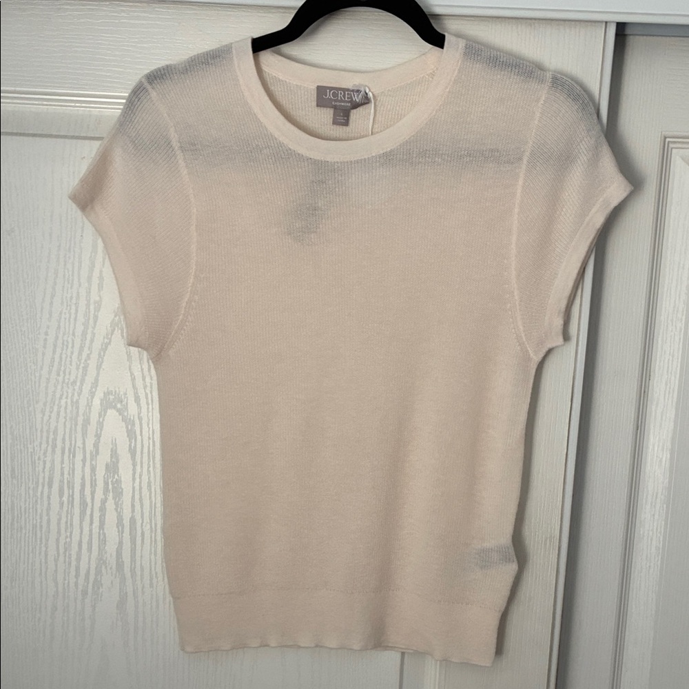 J. Crew Cream Short Sleeve cashmere Sweater
